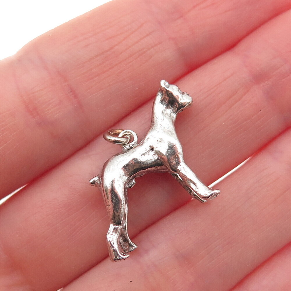 925 Sterling Silver Vintage Doberman 3D Mini Charm Pendant
